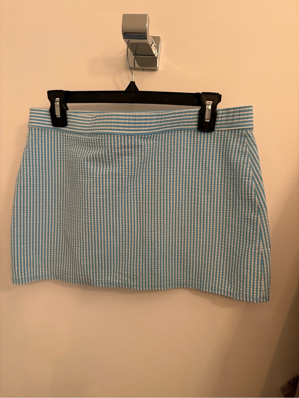 Lilly Pulitzer Light Blue and White Striped Mini Skirt to Wear Over Bathing Suit